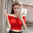 Off-shoulder Frilled Trim Short-sleeve Top