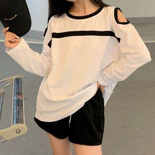 Long-sleeve Cut Out T-shirt / Shorts