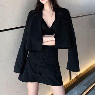 Knot Button Blazer / A-line Skirt