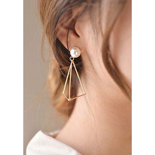Faux-pearl Pyramid Dangle Earrings