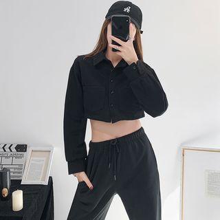 Brushed Fleece-lined Cropped Shirt