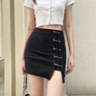 High Waist Pin Side Skirt