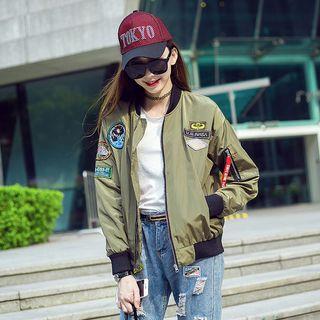 Zip Applique Baseball Jacket
