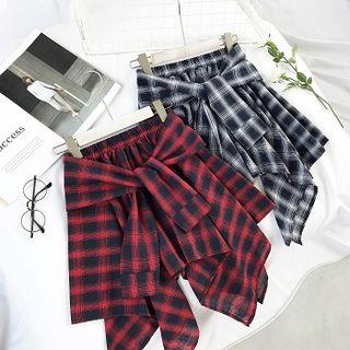 Plaid A-line Hanky Hem Skirt