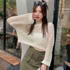 Perforated Knit Top Almond - One Size