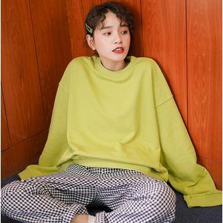 Plain Oversize Pullover Grass Green - One Size