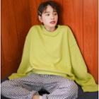 Plain Oversize Pullover Grass Green - One Size