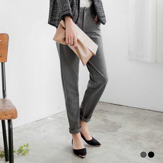 Textured Stretch Tapered Trousers