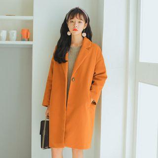 Single-button Lapel Woolen Coat