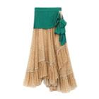 Midi Dotted A-line Skirt Khaki - One Size