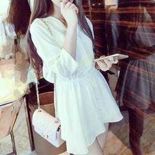 Plain 3/4 Sleeve Shirtdress