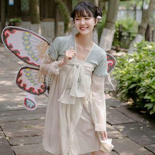 Traditional Chinese Long-sleeve Tie-front Dress
