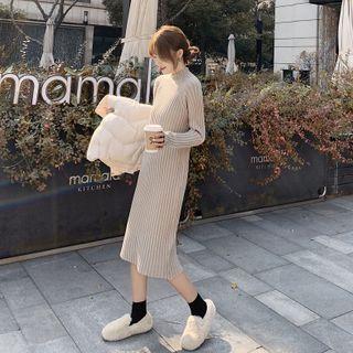 Mock-neck Midi Shift Sweater Dress