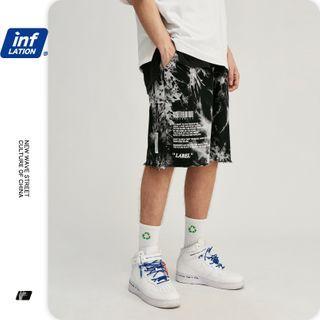 Tie-dyed Lettering Shorts