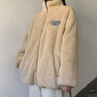 Koala Embroidered Faux Shearling Jacket