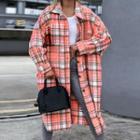 Woolen  Plaid Medium Long Shirt
