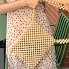 Wooden Bead Shopper Bag Beige - One Size