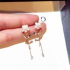 Faux Pearl & Bead Flower Dangle Earring Flower Tassel Earrings - One Size