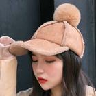 Pom Pom Faux Shearling Cap