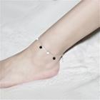 Bead Sterling Silver Anklet Black & White - One Size