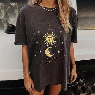 Sun & Moon Print Short-sleeve T-shirt