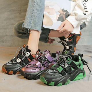 Faux Leather Platform Chunky Sneakers