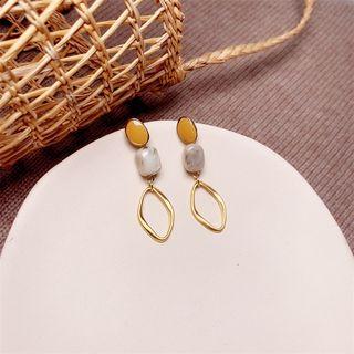 Glaze & Bead Alloy Hoop Dangle Earring