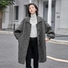 Collared Cable Knit Midi Cardigan