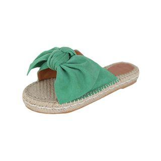 Big-bow Espadrille Slide Sandals