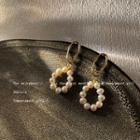 Freshwater Pearl Loop Dangle Earring 1 Pair - C-353 - Gold - One Size