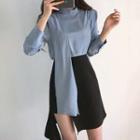 Long-sleeve Splited Mini Dress / Skirt