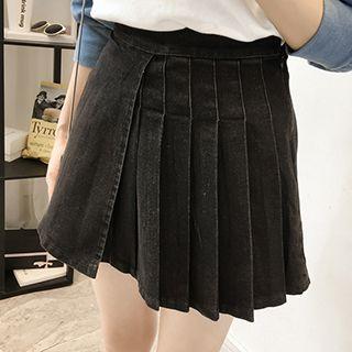 Denim Pleated Skirt