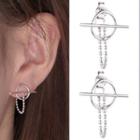 Geometric Chained Earring With Earring Back - 1 Pair - Earring - As Shown In Figure - One Size