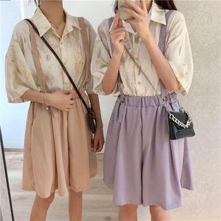 Short-sleeve Printed Blouse / Jumper Shorts