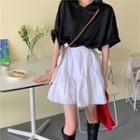 Short-sleeve T-shirt / Shirred A-line Skirt