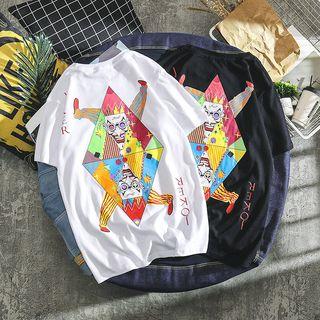 Short-sleeve Joker Print T-shirt