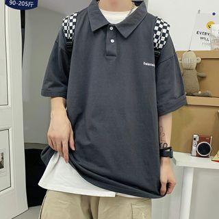 Couple Matching Letter Printed Short-sleeve Polo Shirt