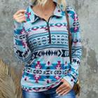 Long-sleeve Collared Half-zip Top