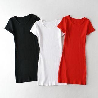 Short-sleeve Mini Bodycon Knit Dress