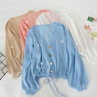 Drawstring V-neck Cardigan