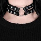 Studded Layered Faux Leather Choker Black - One Size