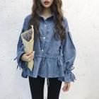 Drawcord Waist Corduroy Blouse