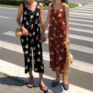 Print Wide-leg Jumpsuit / Light Jacket
