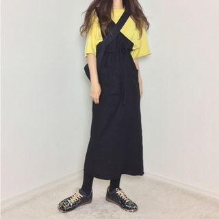 3/4-sleeve T-shirt / Asymmetric Sleeveless A-line Midi Dress