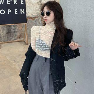 Long-sleeve Lace Lettering Top