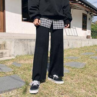 Band-waist Wide Knit Pants