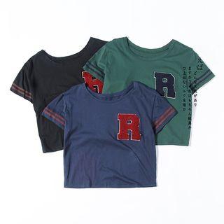 Short-sleeve Letter R Cropped T-shirt