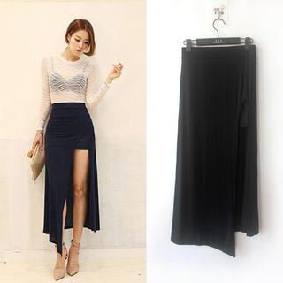 Asymmetric Side-slit Midi Skirt
