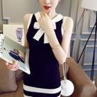 Sleeveless Bow-accent Bodycon Knit Dress