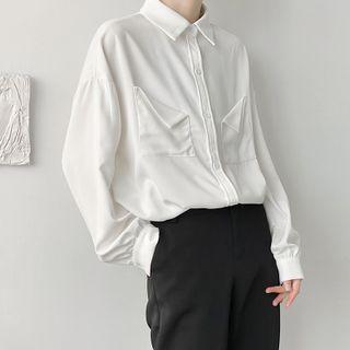 Plain Oversized Shirt With Front Pocket